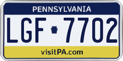 PA license plate LGF7702