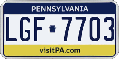 PA license plate LGF7703