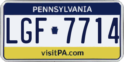 PA license plate LGF7714