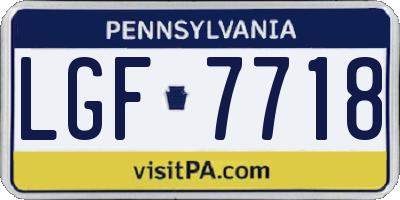 PA license plate LGF7718