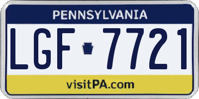 PA license plate LGF7721