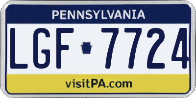 PA license plate LGF7724