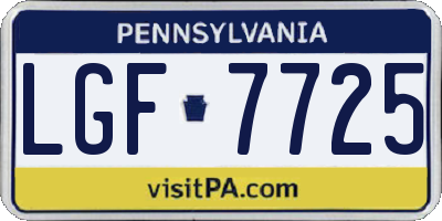 PA license plate LGF7725
