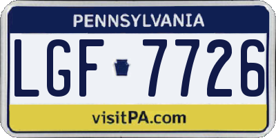 PA license plate LGF7726
