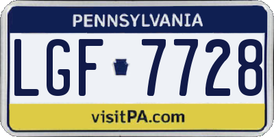 PA license plate LGF7728