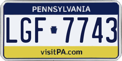 PA license plate LGF7743