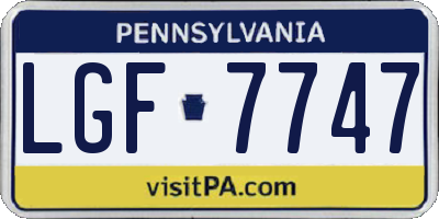 PA license plate LGF7747