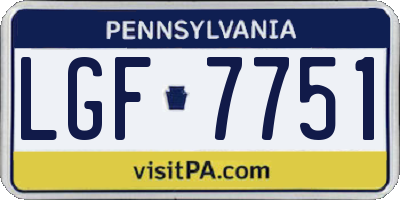 PA license plate LGF7751