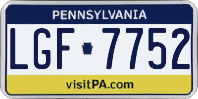 PA license plate LGF7752