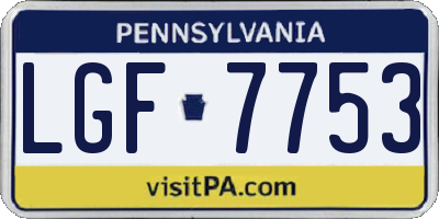PA license plate LGF7753