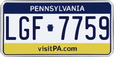 PA license plate LGF7759