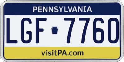 PA license plate LGF7760