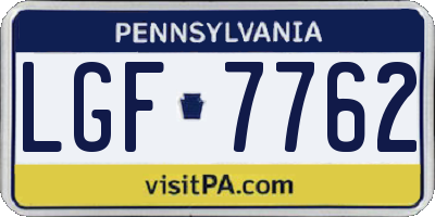 PA license plate LGF7762