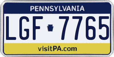 PA license plate LGF7765