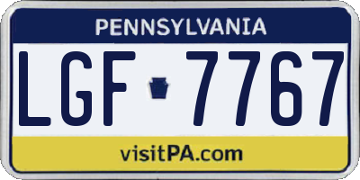 PA license plate LGF7767