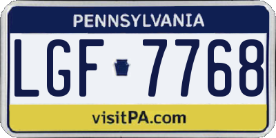 PA license plate LGF7768