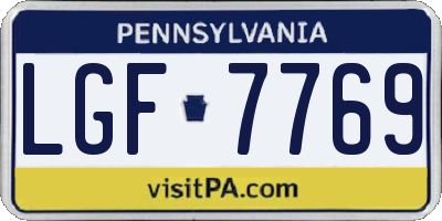 PA license plate LGF7769