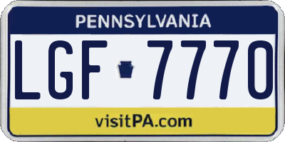 PA license plate LGF7770