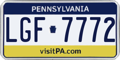 PA license plate LGF7772