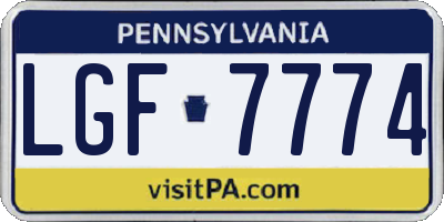 PA license plate LGF7774