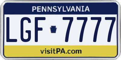 PA license plate LGF7777