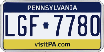PA license plate LGF7780