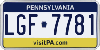 PA license plate LGF7781