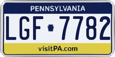 PA license plate LGF7782