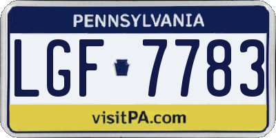 PA license plate LGF7783