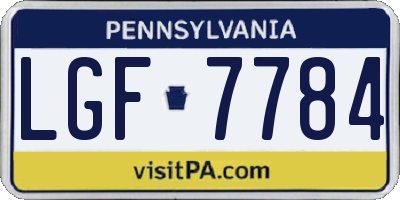 PA license plate LGF7784