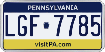 PA license plate LGF7785