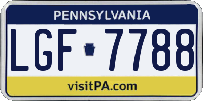 PA license plate LGF7788