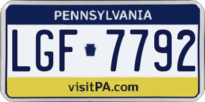 PA license plate LGF7792