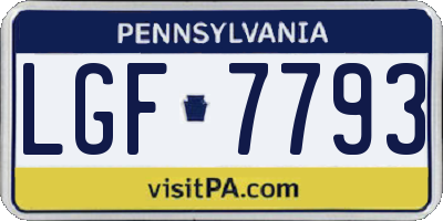 PA license plate LGF7793