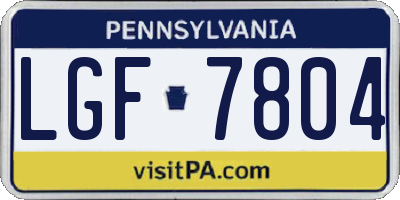 PA license plate LGF7804