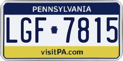 PA license plate LGF7815