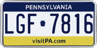 PA license plate LGF7816