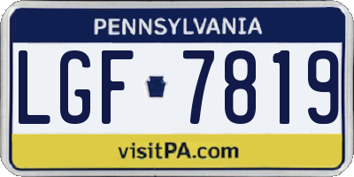 PA license plate LGF7819