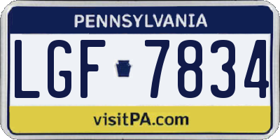 PA license plate LGF7834