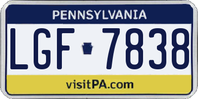 PA license plate LGF7838