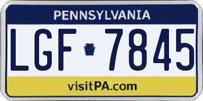 PA license plate LGF7845
