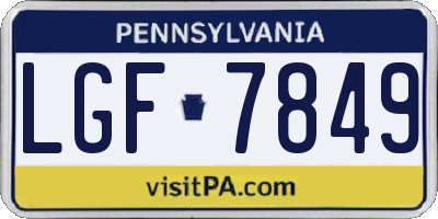 PA license plate LGF7849