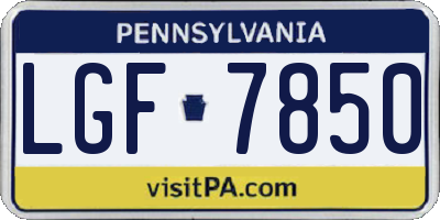 PA license plate LGF7850