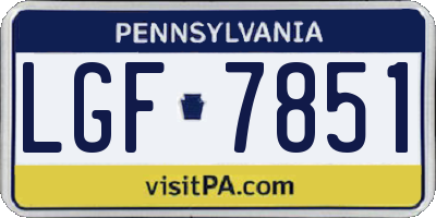 PA license plate LGF7851