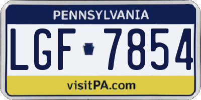 PA license plate LGF7854