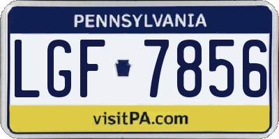 PA license plate LGF7856