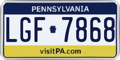PA license plate LGF7868