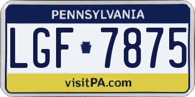 PA license plate LGF7875