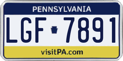 PA license plate LGF7891