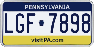 PA license plate LGF7898